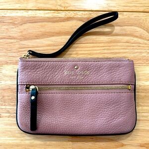 Kate Spade Wristlet. Dusty Pink and Black. Very Soft Leather Outer.